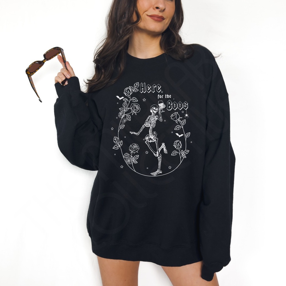 🚨 SALE 🚨 Here For The Boos Skeleton Crewneck Sweatshirt